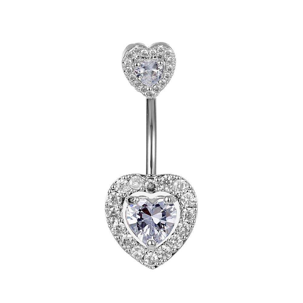 Navel Piercing ~ Double Hearts ~ Zircon Crystals